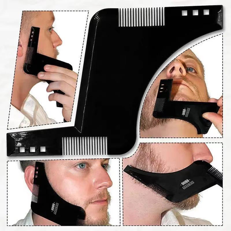 4-Pack Dual-Sided Beard Shaping Tool - Template Comb Set for Cheek, Neckline, and Jawline Grooming V888-ELOSUNG39614
