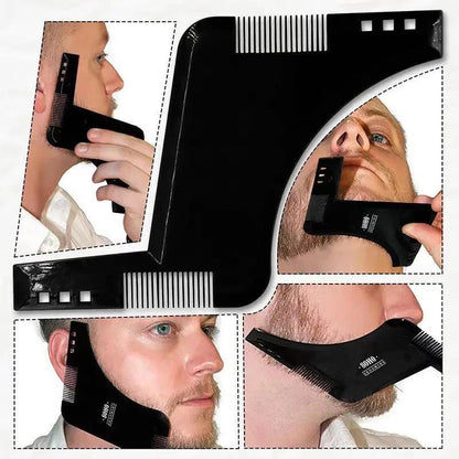 4-Pack Dual-Sided Beard Shaping Tool - Template Comb Set for Cheek, Neckline, and Jawline Grooming V888-ELOSUNG39614