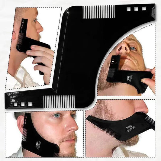 4-Pack Dual-Sided Beard Shaping Tool - Template Comb Set for Cheek, Neckline, and Jawline Grooming V888-ELOSUNG39614