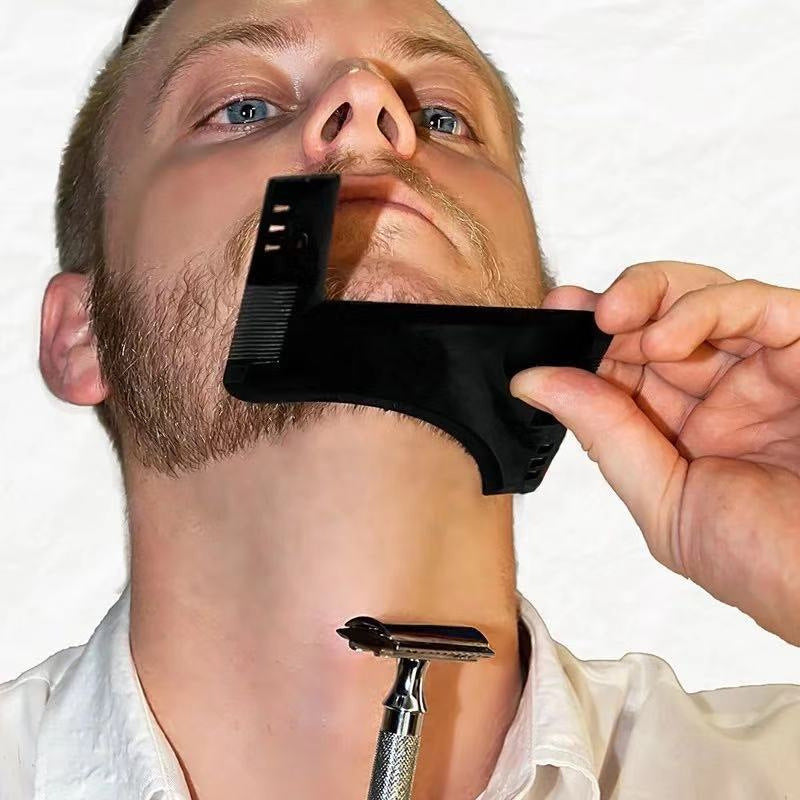 4-Pack Dual-Sided Beard Shaping Tool - Template Comb Set for Cheek, Neckline, and Jawline Grooming V888-ELOSUNG39614