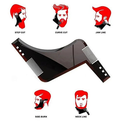 4-Pack Dual-Sided Beard Shaping Tool - Template Comb Set for Cheek, Neckline, and Jawline Grooming V888-ELOSUNG39614
