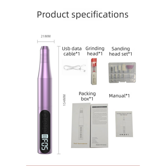 Black Portable Wireless Professional Electric Nail Drill Machine Includeing 6 Nail Drill Bits- High-Speed V888-ELOSUNG39624
