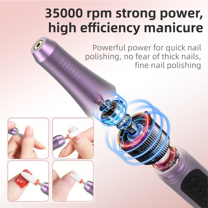 Purple Portable Wireless Professional Electric Nail Drill Machine Includeing 6 Nail Drill Bits- High-Speed V888-ELOSUNG39626