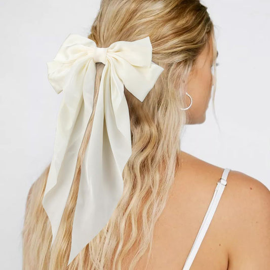 8-Color Set Luxury Satin Bow Hair Clips for Women - French Barrette Style, Sweet and Elegant Summer Hair V888-ELOSUNG39627