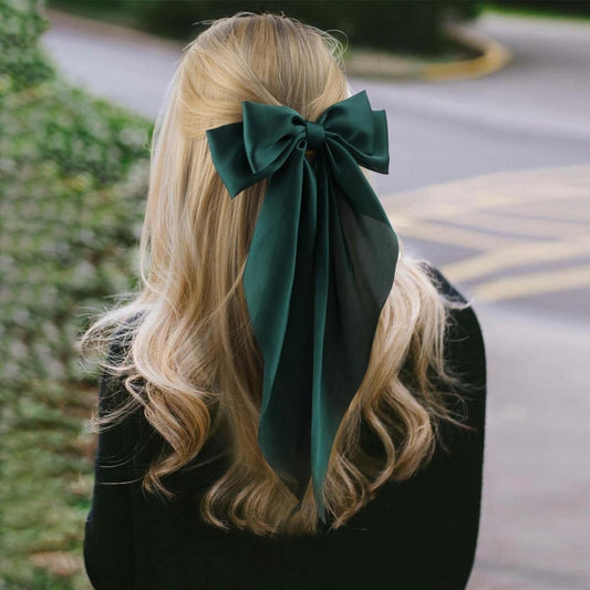 8-Color Set Luxury Satin Bow Hair Clips for Women - French Barrette Style, Sweet and Elegant Summer Hair V888-ELOSUNG39627