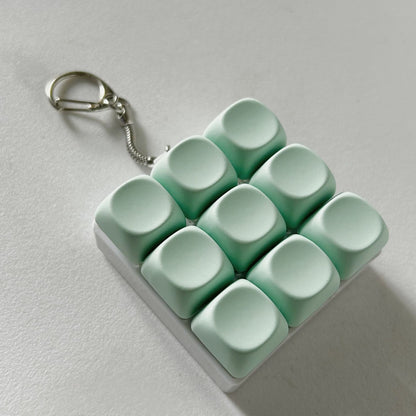 2-Pack Green Mechanical 9-Keyboard Fingertip Toy Keychain - Key Pressure Relief, PVC Fingertip Toy V888-ELOSUNG39634