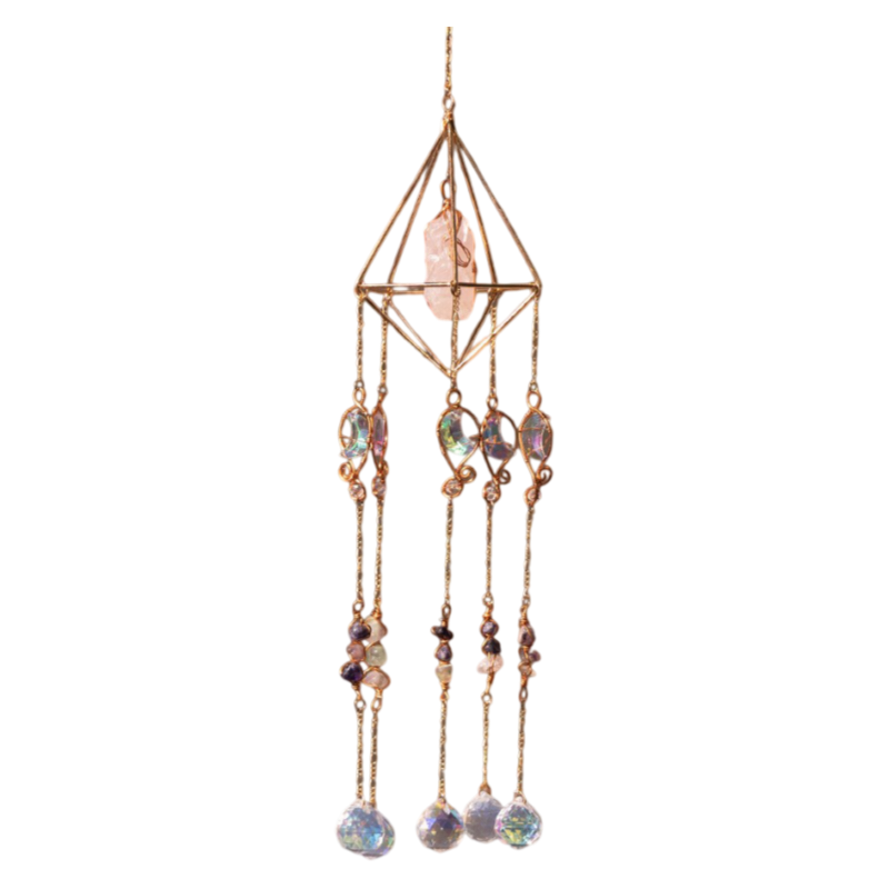 Moon Chaser Handcrafted Suncatcher - Natural Agate Slice & Multi-Faceted Prism for Decorative Refraction V888-ELOSUNG39636