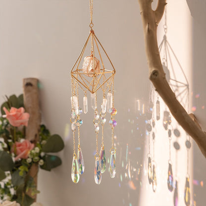 Cloud & Rain Handcrafted Suncatcher - Natural Agate & Cone Prism for Window Decoration V888-ELOSUNG39640