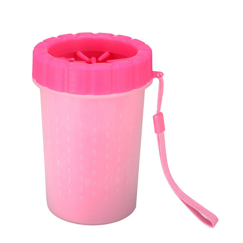 Pink Large Size Quick & Easy-Clean Dog Paw Cleaner Cup - PP+TPR Material, Gentle Pet Grooming Tool V888-ELOSUNG39659
