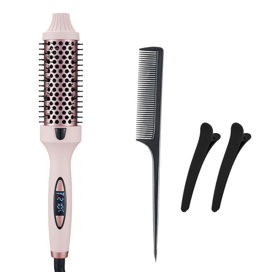 2-in-1 Pink Volumizing Hair Straightening Brush & Curling Iron - Tourmaline Ceramic Heating, With 5 V888-ELOSUNG39660