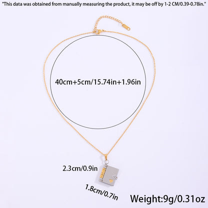 Gold-Sliver Titanium Steel Fading-Resistant Envelope Locket Necklace - Openable Love Letter Pendant for V888-ELOSUNG39687