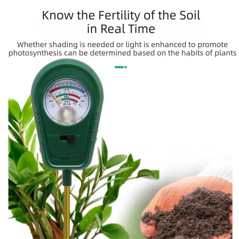 3-in-1 Mechanical Pointer Soil Meter - No Batteries Required, Measures Fertility, Moisture, and pH for V888-ELOSUNG39688