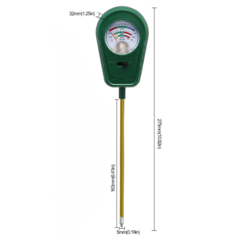 3-in-1 Mechanical Pointer Soil Meter - No Batteries Required, Measures Fertility, Moisture, and pH for V888-ELOSUNG39688