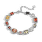 White-Gold Elegant Light Luxury Geometric Colorful Gemstone Bracelet (L: 16-21CM) - Copper Cuban Chain Cuff V888-ELOSUNG39691