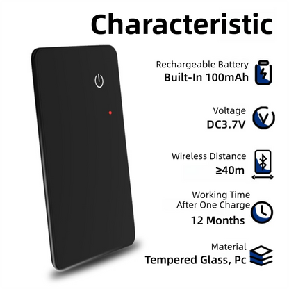 Ultra-Slim 2mm Glass Card Tracker for iOS - Global GPS Location Finding for Wallet, Keys, and Luggage V888-ELOSUNG39694