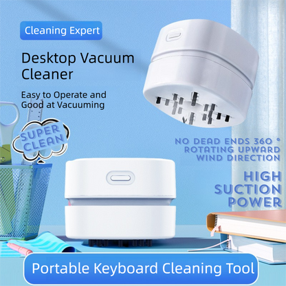 White Portable Handheld Cordless Mini Desktop Vacuum Cleaner - Powerful 10KPA Suction, Efficient Dust & V888-ELOSUNG39709