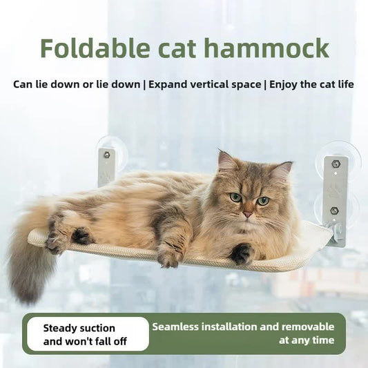 Foldable Window Faux Rabbit Fur Cat Perch(52 x 30 cm) - Warm Soft Plush Hammock with Strong 85mm Dual Suction V888-ELOSUNG39718