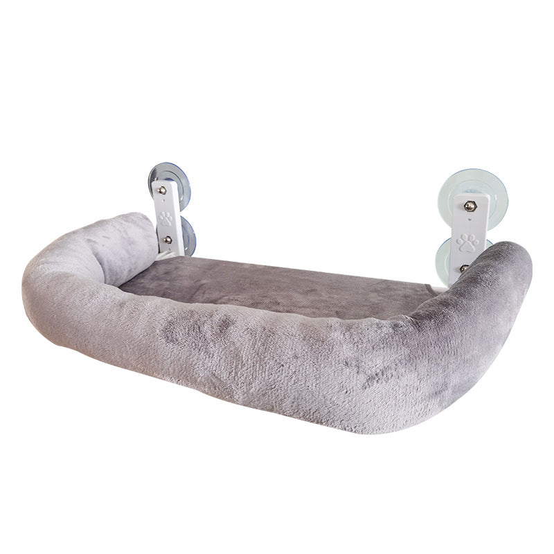 Foldable Window Thickened Plush Cat Perch(52 x 30 cm) - Warm Soft Plush Hammock with Strong 85mm Dual Suction V888-ELOSUNG39719
