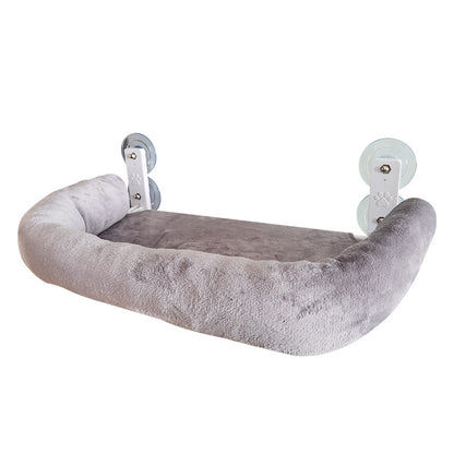 Foldable Window Thickened Plush Cat Perch(52 x 30 cm) - Warm Soft Plush Hammock with Strong 85mm Dual Suction V888-ELOSUNG39719