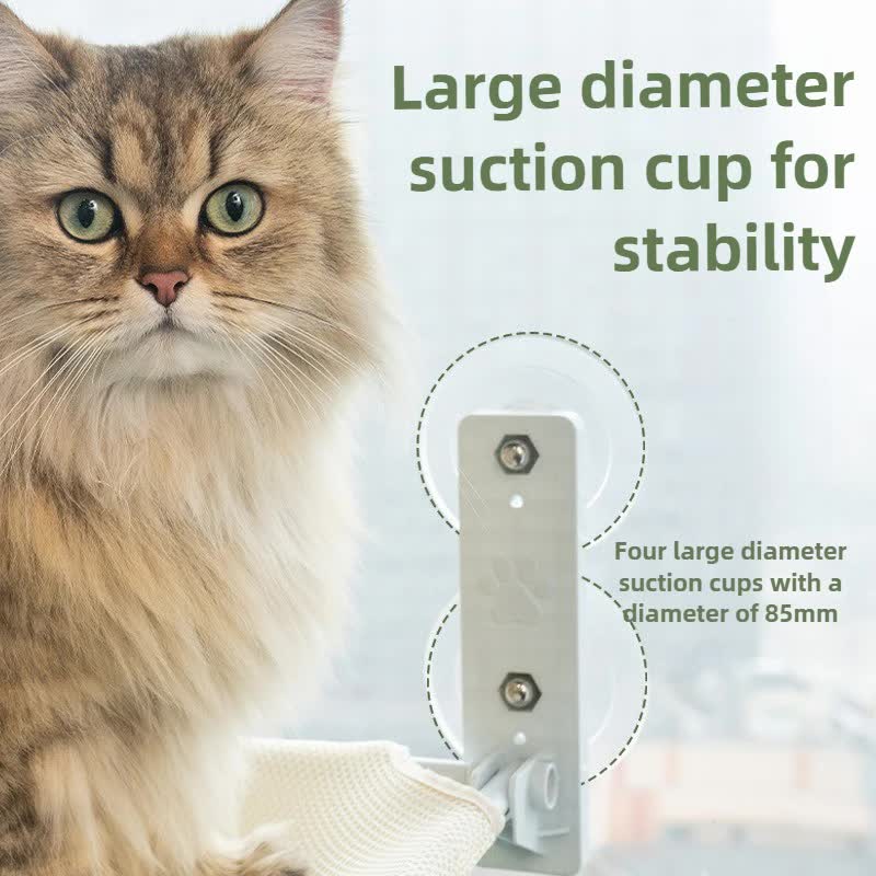 Foldable Window Grey Breathable Mesh Cat Perch(52 x 30 cm) - Cat Hammock with 85mm Strong Dual Suction Cups V888-ELOSUNG39721