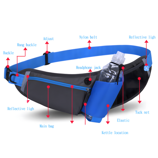 Black Adjustable Large Capacity Outdoor Sports Running Waist Pack(Waistline 70-160CM) - Multifunctional V888-ELOSUNG39728