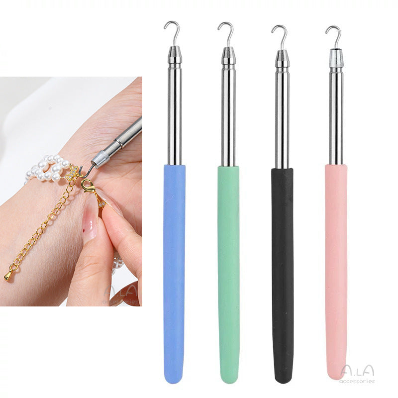 2-Pack Pink Jewelry Fastener Helper Tool - Quick Bracelet & Fine Chain Wearer Aid With Telescopic Titanium V888-ELOSUNG39730