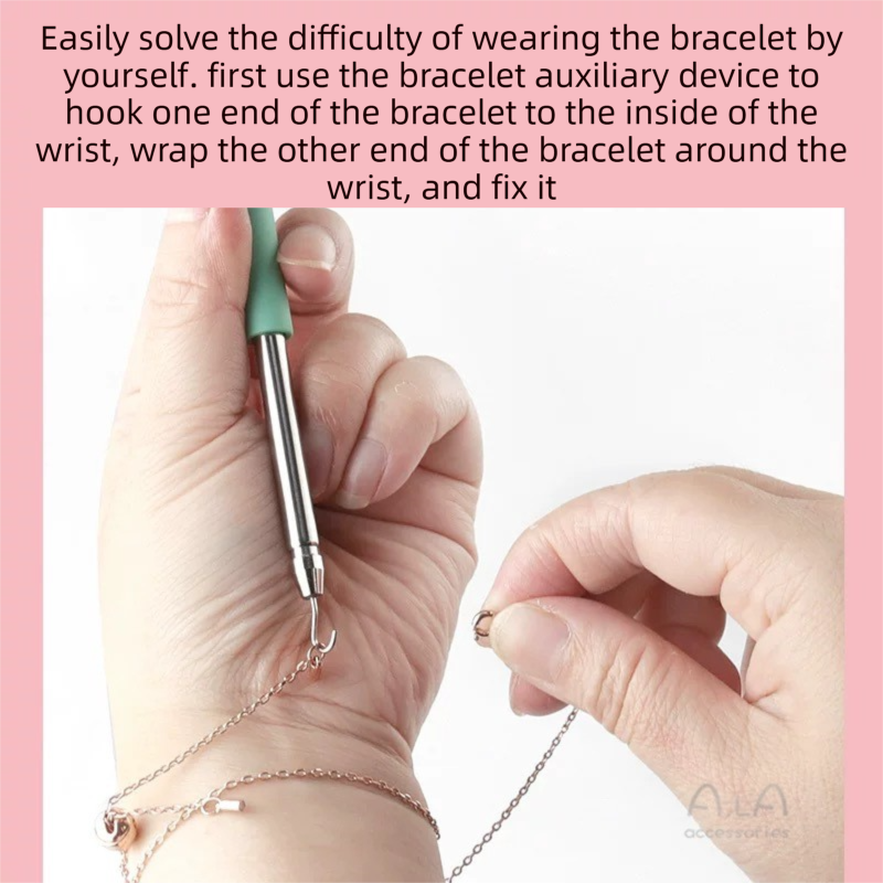 2-Pack Green Jewelry Fastener Helper Tool - Quick Bracelet & Fine Chain Wearer Aid With Telescopic Titanium V888-ELOSUNG39731