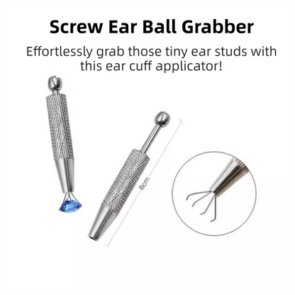 Stainless Steel Earring Wearer Helper - 4-Prong Grabber Tool , Ear Stud Threaded Ball Fixed Aid (6CM) V888-ELOSUNG39738
