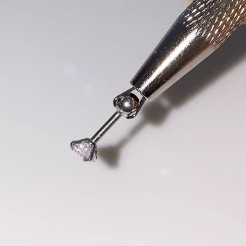 Stainless Steel Earring Wearer Helper - 4-Prong Grabber Tool , Ear Stud Threaded Ball Fixed Aid (6CM) V888-ELOSUNG39738
