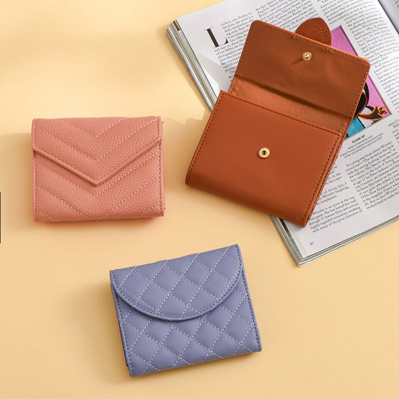 3-Pack Soft PU Rhombus Pattern Quilted Lipstick & Card Holder - Portable & Durable Cosmetic Pouch / Coin V888-ELOSUNG39740
