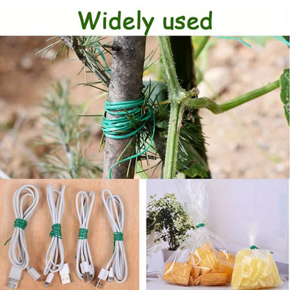 4-Rolls 100M Multifunctional Plastic Steel Twist Tie with Cutter - Sturdy Reusable Plant Support & Climbing V888-ELOSUNG39741