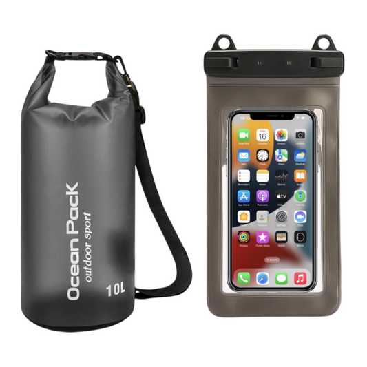 Black 10L PVC Waterproof Swimming Bag Bonus with Waterproof Phone Pouch - Roll-Top Floating Dry Gear Bags for V888-ELOSUNG39760