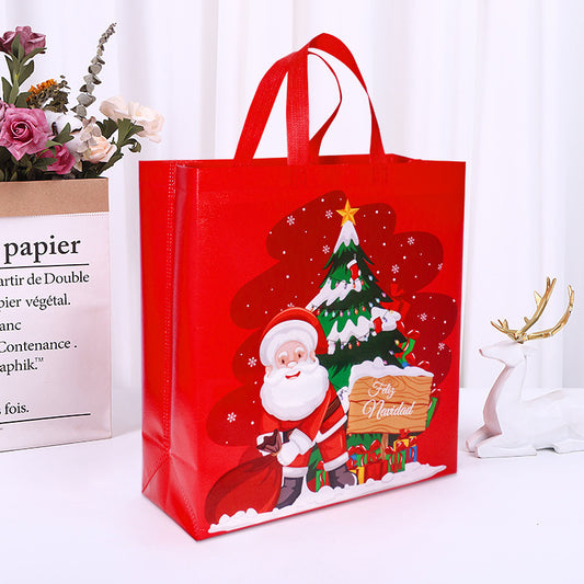 8-Pack Large Size Christmas Non-Woven Tote Bags(35 x 38 x 14 CM) with Film Coating - Santa Design Holiday V888-ELOSUNG39771