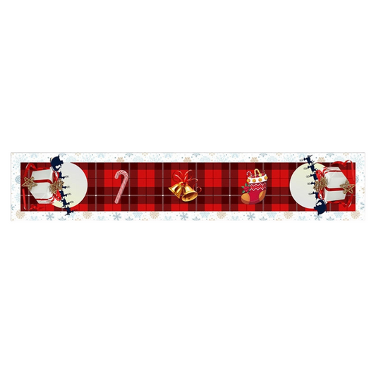 Style-3 New Year & Christmas Table Runner(33 x 180 CM) - Festive Linen Tablecloth, Digital Print Christmas V888-ELOSUNG39776