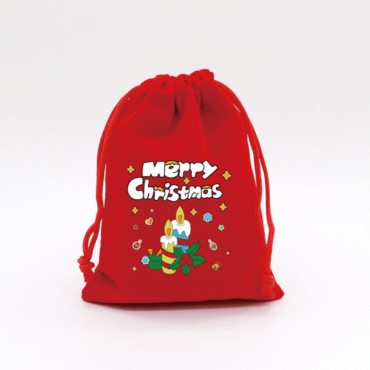 2-Pack Luxury Red Velvet Christmas Candle Gift Bag(13x18CM) - Festive Drawstring Storage Bag for Candy, Gifts V888-ELOSUNG397781