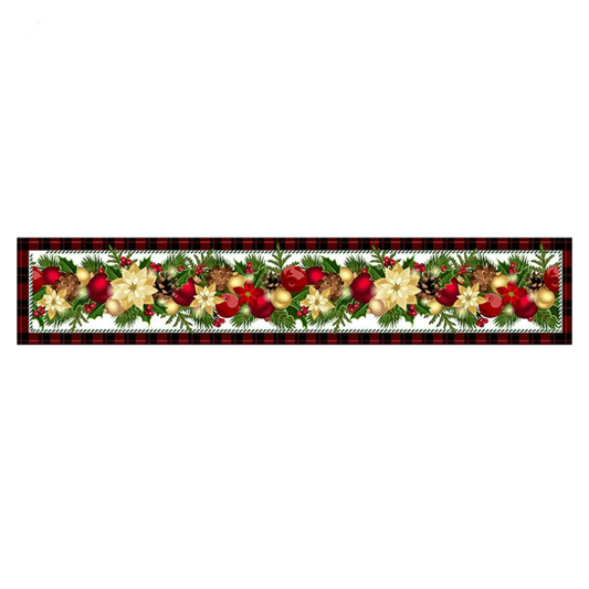 Style-6 New Year & Christmas Table Runner(33 x 180 CM) - Festive Linen Tablecloth, Digital Print Christmas V888-ELOSUNG39779