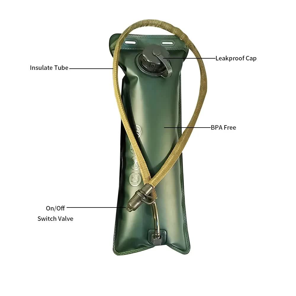 Outdoor Grey 2.5L Hydration Bladder for Running & Cycling - Eco-Friendly PEVA Material Water Reservoir Pack V888-ELOSUNG39824