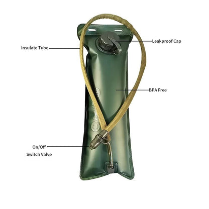 Outdoor Green 2L Hydration Bladder for Running & Cycling - Eco-Friendly PEVA Material Water Reservoir Pack V888-ELOSUNG39832