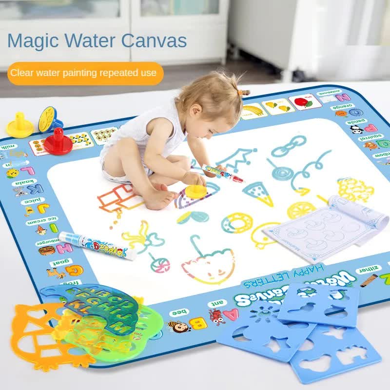 80x60CM World Map Theme Magic Water Doodle Mat - Educational Aqua Canvas, Deluxe 10-Piece Set V888-ELOSUNG39853