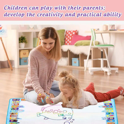 80x60CM World Map Theme Magic Water Doodle Mat - Educational Aqua Canvas, Deluxe 10-Piece Set V888-ELOSUNG39853