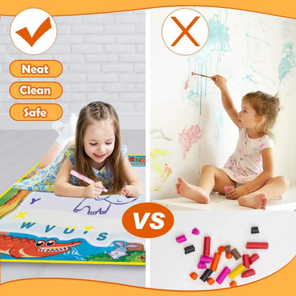 80x60CM World Map Theme Magic Water Doodle Mat - Educational Aqua Canvas, Deluxe 10-Piece Set V888-ELOSUNG39853