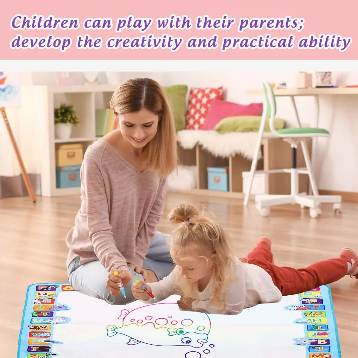 80x60CM Dinosaur World Water Doodle Mat - Mess-Free Prehistoric Educational Aqua Toy, Deluxe 10-Piece Set V888-ELOSUNG39855