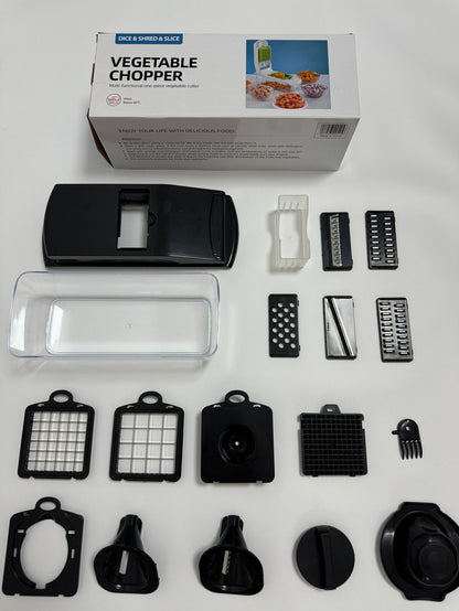 18-Piece Black Multi-Function Vegetable Chopper & Slicer Set - Rotary Grater with 5 Muti-Style Stainless V888-ELOSUNG39861