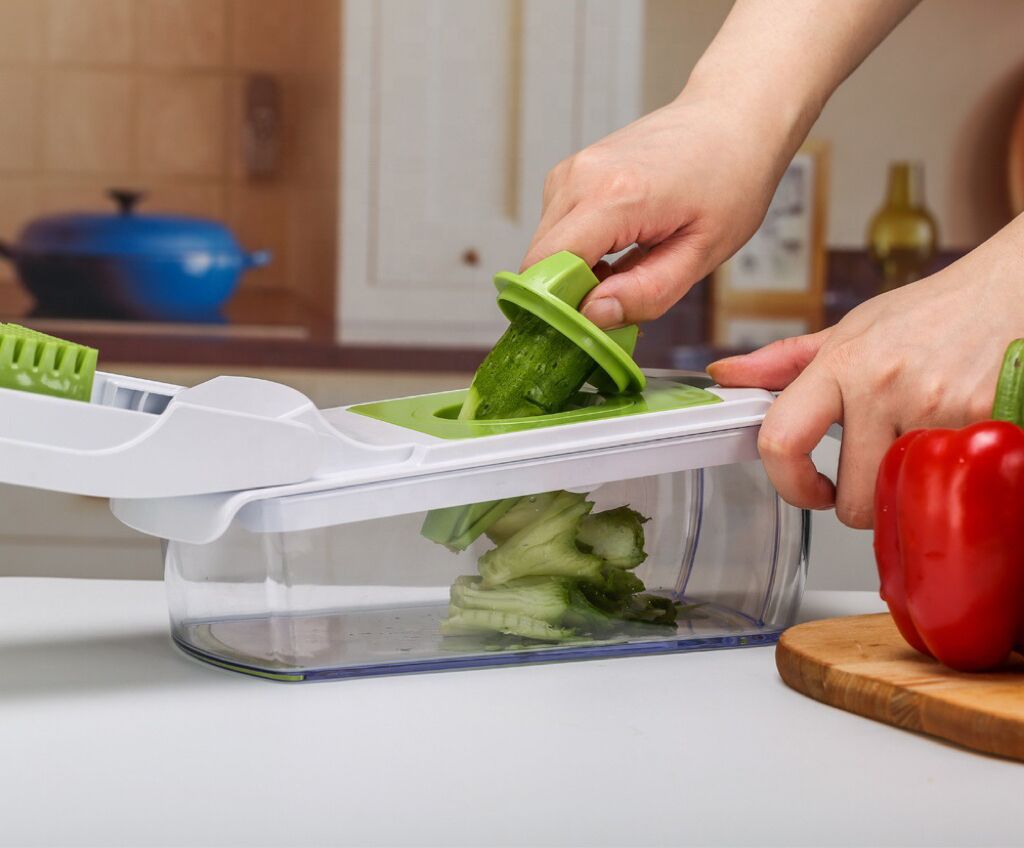 18-Piece Black-White Multi-Function Vegetable Chopper & Slicer Set - Rotary Grater with 5 Muti-Style V888-ELOSUNG39862