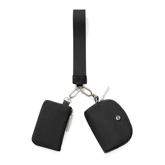 Black Women's Ultralight Fashion Nylon Wristlet Pouch Set - Portable Mini Coin Purse & Key Holder Wallet V888-ELOSUNG39870