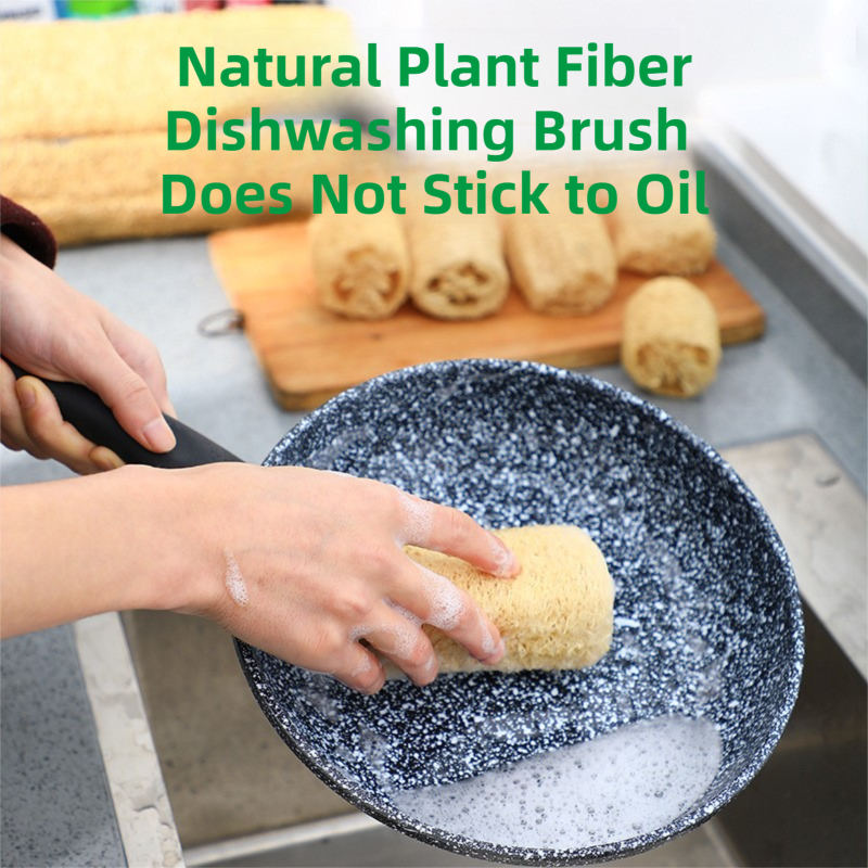 4-Pack Natural Loofah Sponge Scrubber (Oval Compressed Slice: 13x8CM) - Eco-Friendly Dual Use for Kitchen & V888-ELOSUNG39897