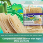 4-Pack Premium Soft Square Natural Loofah Segment Scrubber With Hanging Rope - Zero Waste Kitchen & Bath V888-ELOSUNG39898