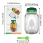 Green Portable All-in-One Side-Opening Salad Container Jar with Fork(10.5x19CM) - Plastic Layered Meal V888-ELOSUNG39905
