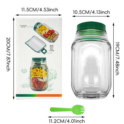 2-Pack(Green&Orange) Portable All-in-One Side-Opening Salad Container Jar with Fork(10.5x19CM) - Plastic V888-ELOSUNG39907