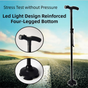 Folding LED Walking Cane with Dual Handle - Adjustable(88-98CM), Anti-Slip 4-Prong Base, and Stand-Up V888-ELOSUNG39908